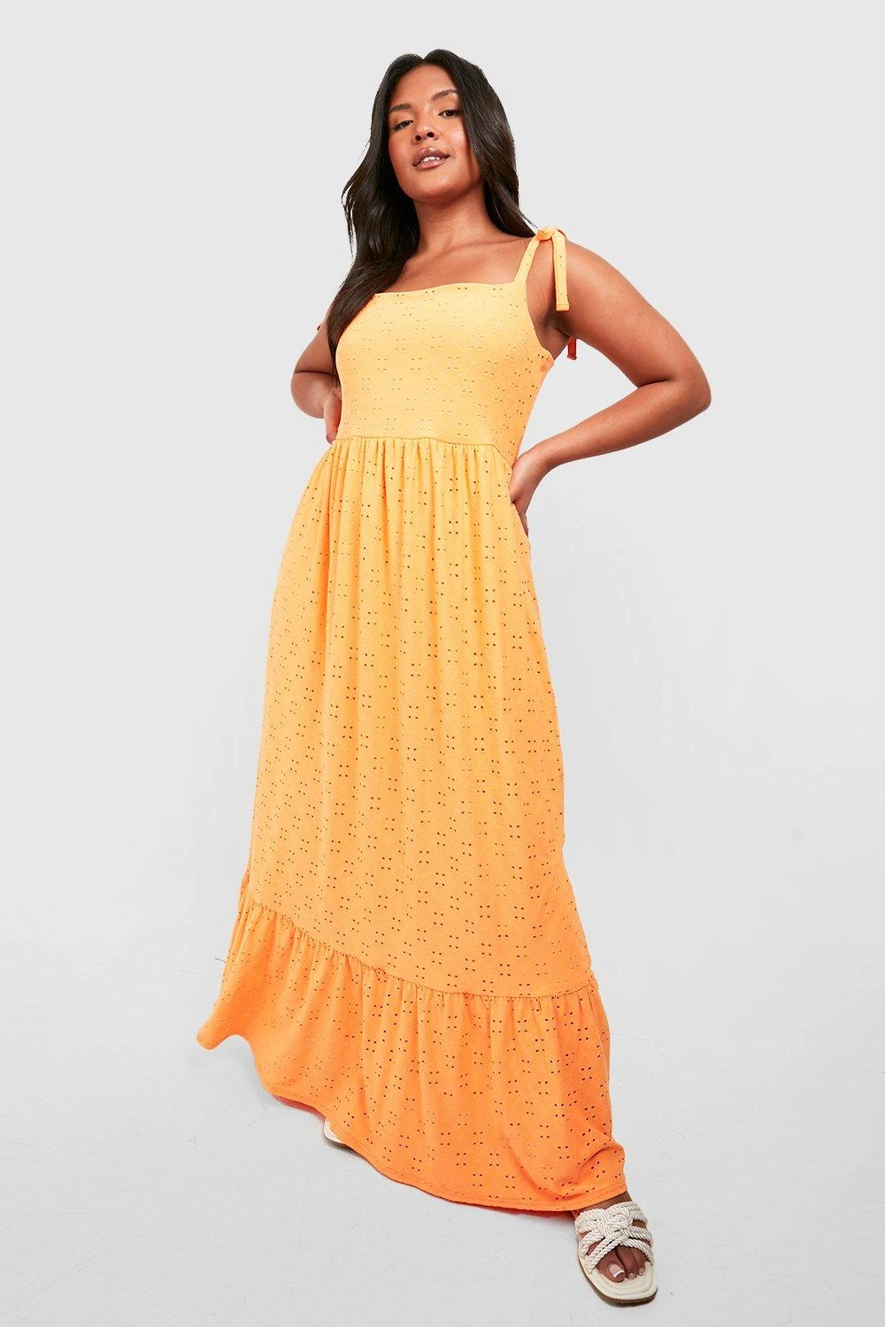 Grande Taille - Robe Longue Nouée Brodée 5 Grande Taille - Robe Longue Nouée Brodée – Image 3