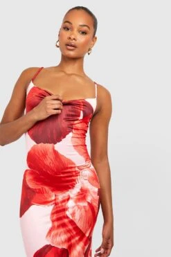 Tall - Robe Mi-longue Fleurie à Col Bénitier 9 Tall - Robe Mi-longue Fleurie à Col Bénitier -BOOHO Kleidung Magasin gzz53911 pink xl 3