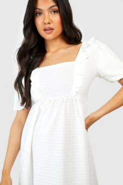 Maternité - Robe De Grossesse Texturée à Volants -BOOHO Kleidung Magasin gzz53916 white xl 3