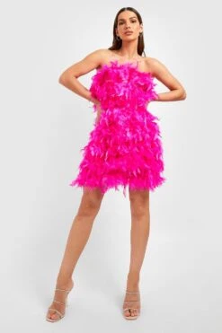 Robe Bandeau à Plumes -BOOHO Kleidung Magasin gzz54079 pink xl 2