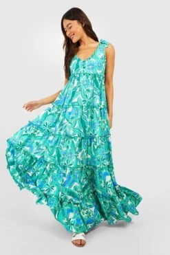 Robe Longue Fleurie à Volants