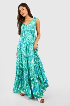 Robe Longue Fleurie à Volants -BOOHO Kleidung Magasin gzz54129 green xl 2