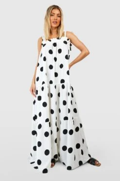 Robe Longue Oversize Froncée à Pois -BOOHO Kleidung Magasin gzz54133 white xl 2