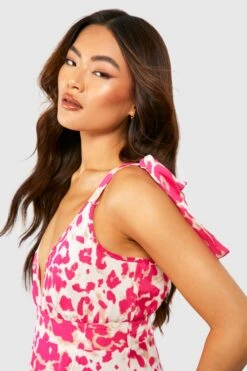 Robe Longue Décolletée à Imprimé Animal -BOOHO Kleidung Magasin gzz54137 pink xl 3