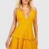 Robe Brodée En Jersey à Volants -BOOHO Kleidung Magasin gzz54139 mustard xl