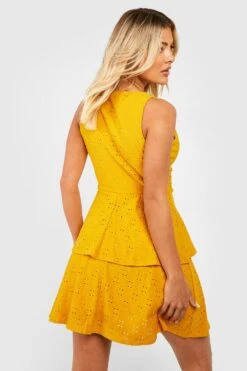 Robe Brodée En Jersey à Volants -BOOHO Kleidung Magasin gzz54139 mustard xl 1