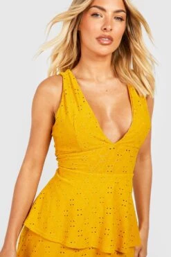 Robe Brodée En Jersey à Volants -BOOHO Kleidung Magasin gzz54139 mustard xl 3