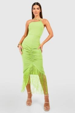 Robe Mi-longue Dos Nu à Franges