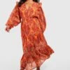 Grande Taille - Robe Mi-longue à Imprimé Cachemire -BOOHO Kleidung Magasin gzz54173 orange xl