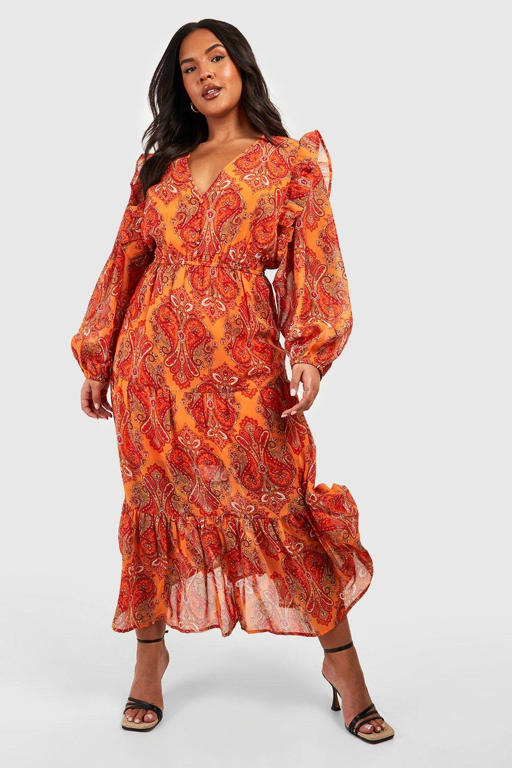 Grande Taille - Robe Mi-longue à Imprimé Cachemire 5 Grande Taille - Robe Mi-longue à Imprimé Cachemire – Image 3