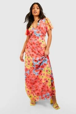 Petite - Robe Longue Fleurie En Mesh