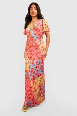 Petite - Robe Longue Fleurie En Mesh -BOOHO Kleidung Magasin gzz54207 blue xl 2