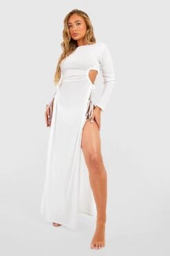 Robe De Plage Longue Découpée -BOOHO Kleidung Magasin gzz54274 ivory xl 2