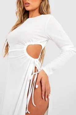 Robe De Plage Longue Découpée -BOOHO Kleidung Magasin gzz54274 ivory xl 3