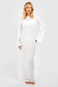 Robe De Plage Longue Texturée -BOOHO Kleidung Magasin gzz54275 ivory xl 2