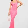 Robe Longue Côtelée à Col Rond -BOOHO Kleidung Magasin gzz54285 hot20pink xl