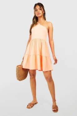 Robe Volantée Texturée à Volants étagés -BOOHO Kleidung Magasin gzz54392 coral xl 2