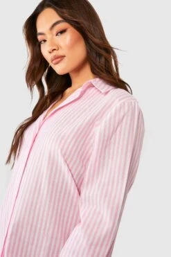 Robe Chemise Rayée En Coton 9 Robe Chemise Rayée En Coton -BOOHO Kleidung Magasin gzz54404 pink xl 3