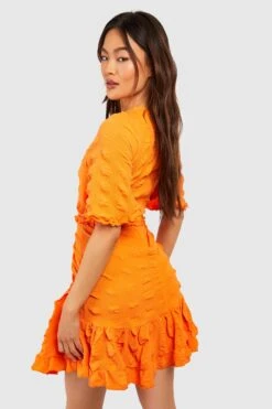 Robe Patineuse Texturée à Volants 7 Robe Patineuse Texturée à Volants -BOOHO Kleidung Magasin gzz54408 orange xl 1