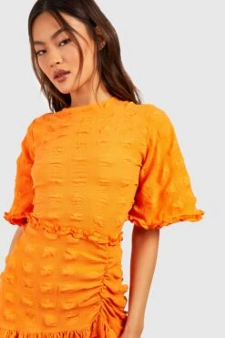 Robe Patineuse Texturée à Volants 9 Robe Patineuse Texturée à Volants -BOOHO Kleidung Magasin gzz54408 orange xl 3