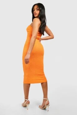 Robe Mi-longue Torsadée Texturée 7 Robe Mi-longue Torsadée Texturée -BOOHO Kleidung Magasin gzz54413 orange xl 1