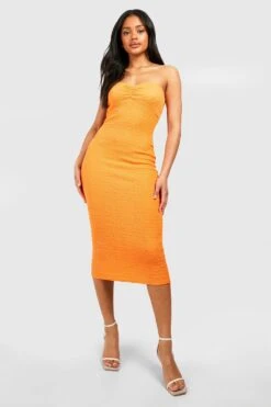 Robe Mi-longue Torsadée Texturée 8 Robe Mi-longue Torsadée Texturée -BOOHO Kleidung Magasin gzz54413 orange xl 2