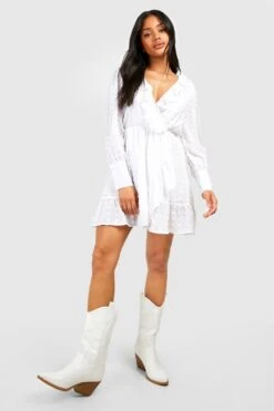 Robe Portefeuille Texturée En Plumetis -BOOHO Kleidung Magasin gzz54419 cream xl 2