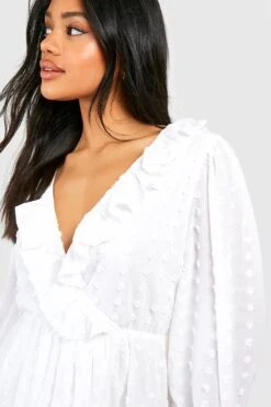 Robe Portefeuille Texturée En Plumetis -BOOHO Kleidung Magasin gzz54419 cream xl 3