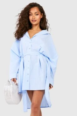 Robe Chemise Oversize à Rayures