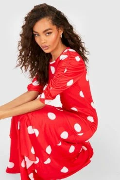 Robe Longue à Pois Et Volants étagés -BOOHO Kleidung Magasin gzz54470 red xl 3
