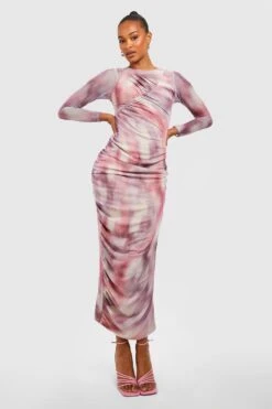 Tall - Robe Longue Marbrée En Mesh -BOOHO Kleidung Magasin gzz54512 pink xl 2