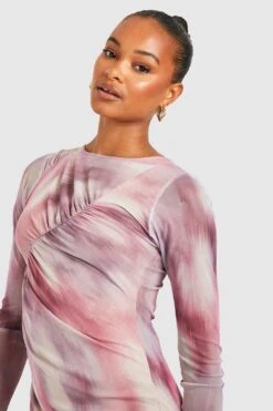 Tall - Robe Longue Marbrée En Mesh -BOOHO Kleidung Magasin gzz54512 pink xl 3