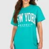 Tall - Robe T-shirt Oversize à Imprimé New York -BOOHO Kleidung Magasin gzz54514 green xl