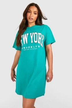 Tall - Robe T-shirt Oversize à Imprimé New York -BOOHO Kleidung Magasin gzz54514 green xl 2