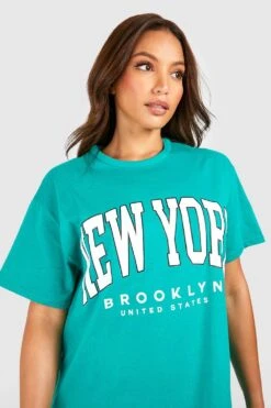 Tall - Robe T-shirt Oversize à Imprimé New York -BOOHO Kleidung Magasin gzz54514 green xl 3