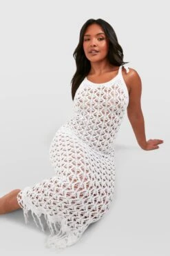 Grande Taille - Robe En Crochet à Franges 8 Grande Taille - Robe En Crochet à Franges -BOOHO Kleidung Magasin gzz54515 white xl 2