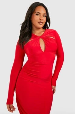 Grande Taille - Robe Froncée Torsadée -BOOHO Kleidung Magasin gzz54562 red xl 2