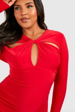 Grande Taille - Robe Froncée Torsadée -BOOHO Kleidung Magasin gzz54562 red xl 3