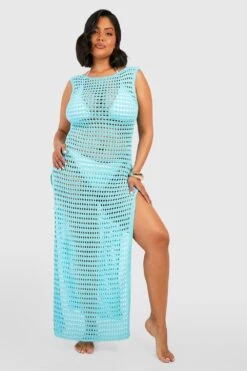 BOOHOO Grande Taille - Robe Longue En Crochet Dos Nu -BOOHO Kleidung Magasin gzz54569 aqua xl 2