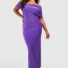 BOOHOO Grande Taille - Robe Portefeuille Longue Froncée -BOOHO Kleidung Magasin gzz54590 vibrant20purple xl