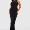 Grande Taille - Robe Mi-longue Froncée Asymétrique 1 Grande Taille - Robe Mi-longue Froncée Asymétrique -BOOHO Kleidung Magasin gzz54593 black xl