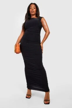 Grande Taille - Robe Mi-longue Froncée Asymétrique -BOOHO Kleidung Magasin gzz54593 black xl 2