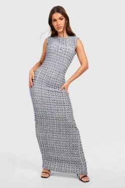 Robe Longue Texturée à Carreaux -BOOHO Kleidung Magasin gzz54717 black xl 3