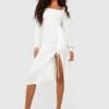 Robe Mi-longue Froncée Soyeuse -BOOHO Kleidung Magasin gzz54731 ivory xl