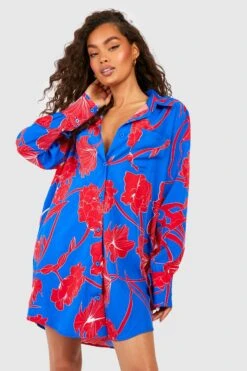 Robe Chemise Fleurie -BOOHO Kleidung Magasin gzz54764 cobalt xl 2