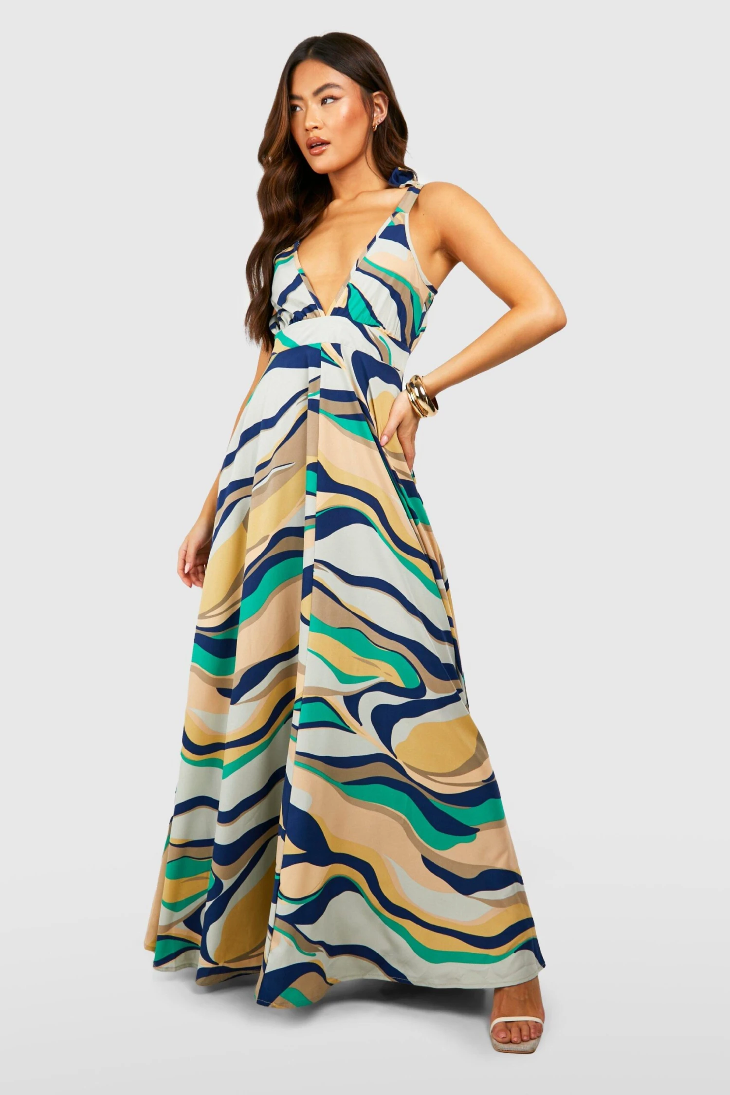 Robe Longue à Imprimé Abstrait 5 Robe Longue à Imprimé Abstrait – Image 3