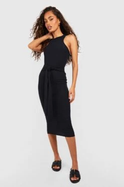 Robe Mi-longue Côtelée à Dos Nageur