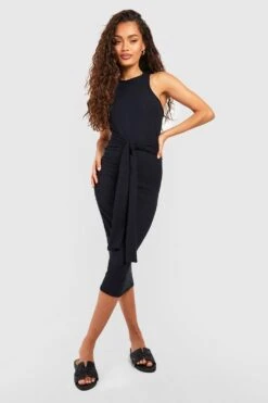 Robe Mi-longue Côtelée à Dos Nageur -BOOHO Kleidung Magasin gzz54810 black xl 2