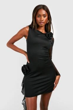 Robe Courte Asymétrique En Mesh