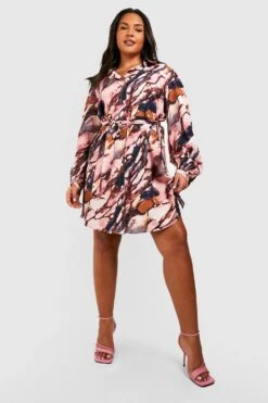 Grande Taille - Robe Chemise Imprimée 8 Grande Taille - Robe Chemise Imprimée -BOOHO Kleidung Magasin gzz55138 pink xl 2